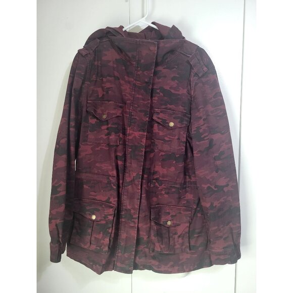 Tinsel Jackets & Blazers - TINSEL Women's SZ LG Camo Drawstring Snap Button Jacket with Removable Hood